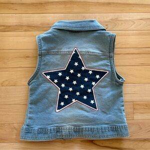 Nannette Blue Denim Vest with American Flag Design 4T/5T